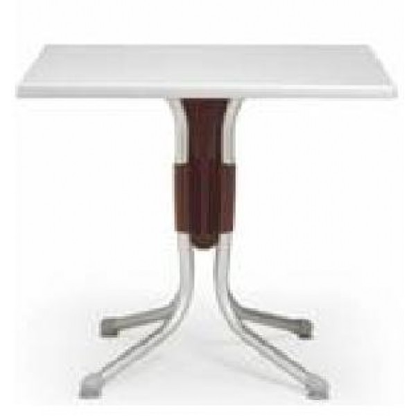 31" Square Resin Polo Argento Caffe Coated Table