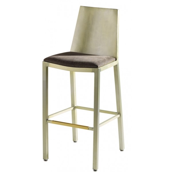 Aluminum Bar Stool with Upholstered Seat