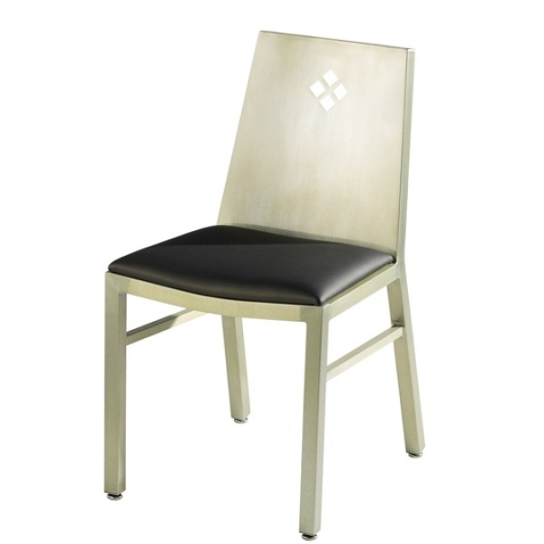 Aluminum Diamond Back Side Chair with Upholstered Seat