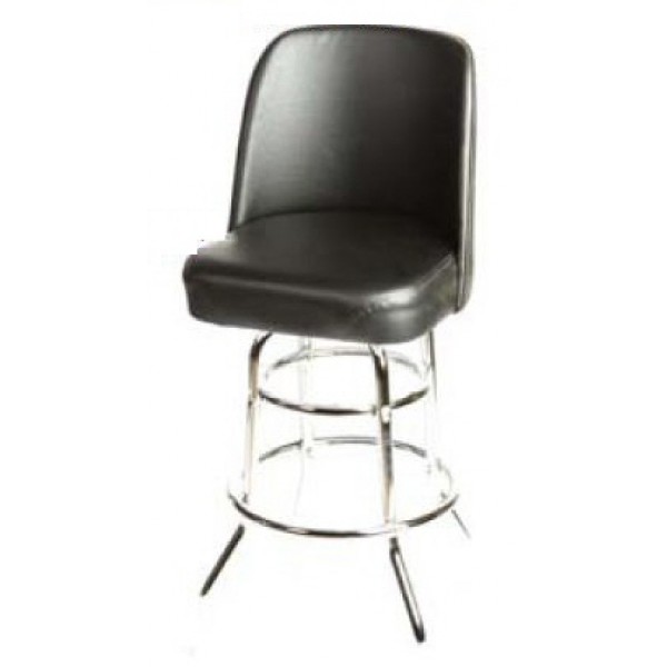 American Made Black Bucket Bar Stool with Double Rung Chrome Frame SL3134-BLK 