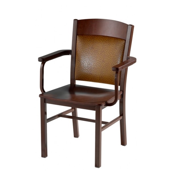 Arm Chair with Steel Frame, Wood Seat and Upholstered Back 981-AR-UB