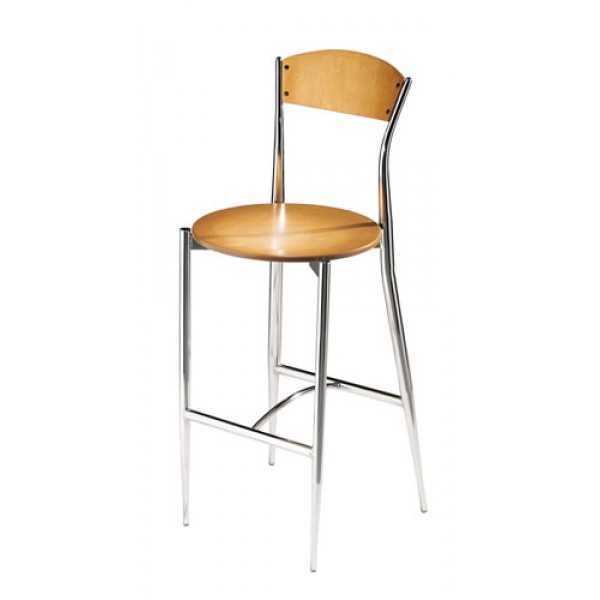 Caf&eacute Twist Bar Stool with Wood Seat and Back 195 