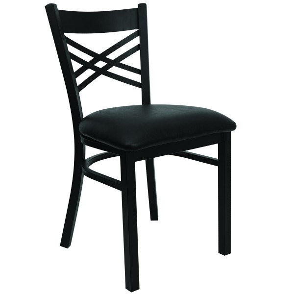 Double Cross Back Metal Dining Chair, X Back Metal Dining Chairs