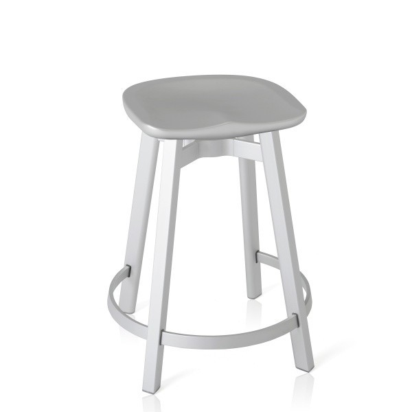 Eco Friendly Indoor Restaurant Furniture Emeco SU Series Counter Stool - Recycled Polyethylene Seat - Red