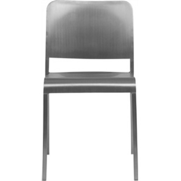 Eco Friendly Outdoor Restaurant Furniture 20-06 Aluminum Stacking Side Chair - Hand Brushed
