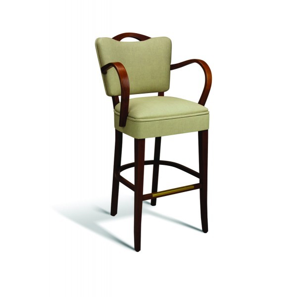 Eco Friendly Restaurant Beech Solid Wood Bar Stool with Arms 440 Series 