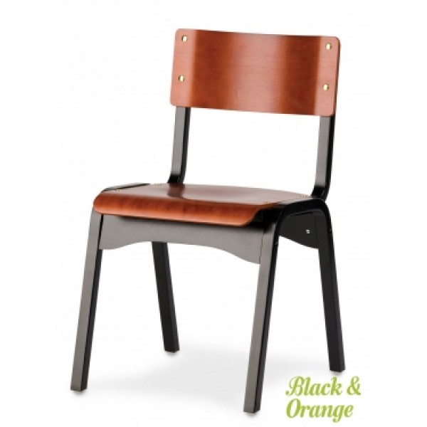 European Beech Solid Wood Restaurant Stackable Chairs Holsag Carlo Stacking Side Chair - Two Tone Finish