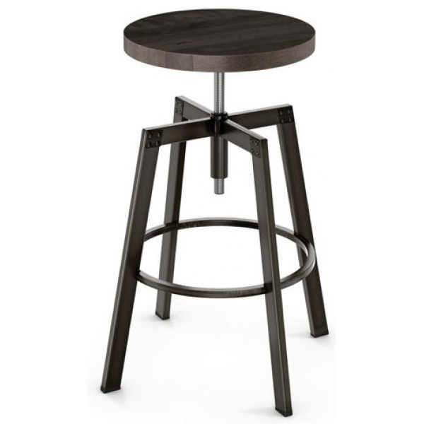 Industrial Restaurant Barstools Quest Backless Screw Barstool - Wood Seat