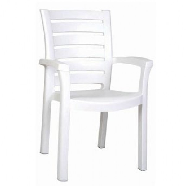 Resin Restaurant Patio Furniture Marina, White Outdoor Stackable Plastic Chairs