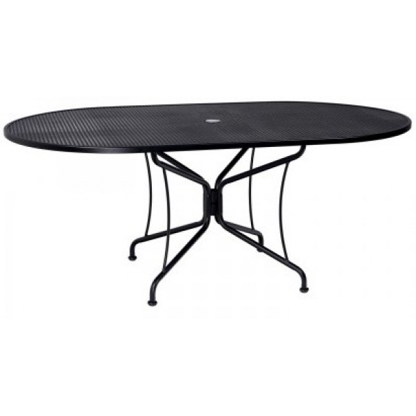 Wrought Iron Restaurant Tables Premium Mesh 42" x 72" Oval Umbrella Table