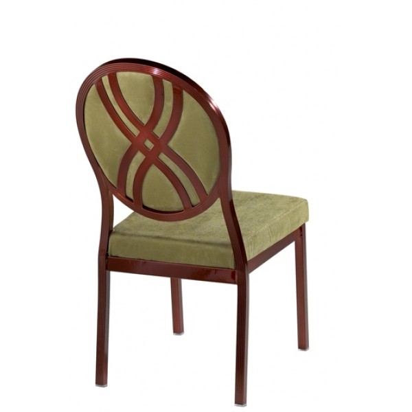 Salon Oval Upholstered Back Aluminum Side Chair with Hourglass Design