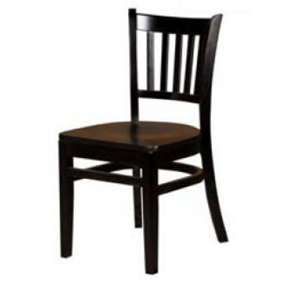 Solid Wood Vertical Back Dining Chair - Black WC102-BLK