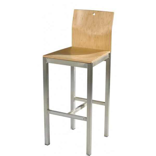 Square Bar Stool with Wood Seat and Back