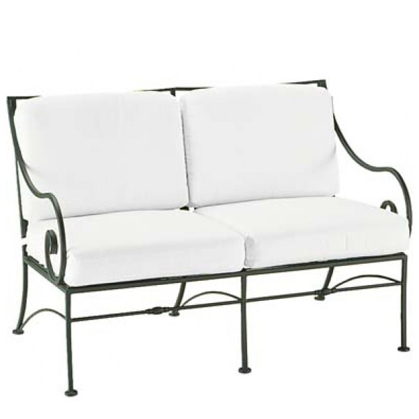 Wrought Iron Hospitality Lounge Chairs Sheffield Loveseat with Cushions