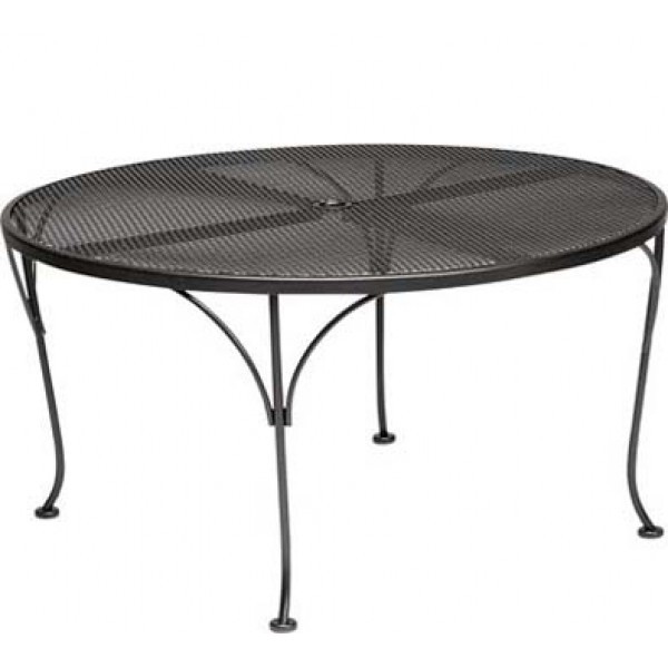 Wrought Iron Restaurant Hospitality Tables Mesh Top 42" Round Dining/Umbrella Chat Table