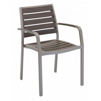 Aluminum And Wood Composite Restaurant Arm Chairs Mediterranean II Arm Chair 