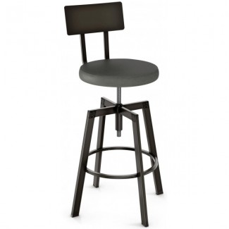 Industrial Restaurant Bar Stools Architect Screw Barstool With Upholstered Seat Metal Back