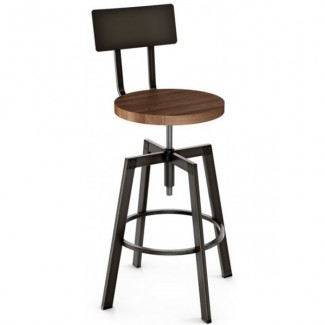 Industrial Restaurant Bar Stools Architect Screw Barstool With Wood Seat Metal Back