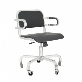 Nine-0 Aluminum Stacking Soft Back Swivel Arm Chair with Casters