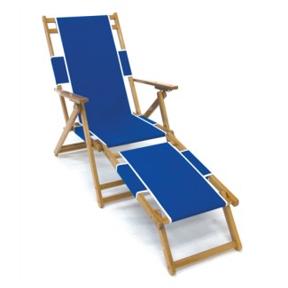 Oak Wood Beach Lounger With Footrest