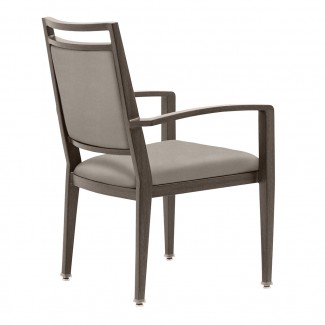 Holsag Sierra Stacking Hospitality Wood-Grain Metal Arm Chair - Back View