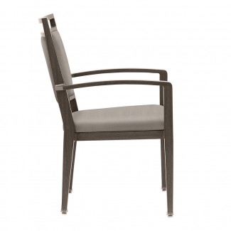 Holsag Sierra Stacking Hospitality Wood-Grain Metal Arm Chair - Side View
