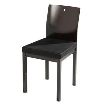 Square Side Chair with Upholstered Seat and Wood Back