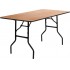 30'' x 60'' Wood Folding Table With Clear Coated Top