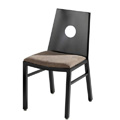 Aluminum Side Chair with Upholstered Seat and Full Moon Back