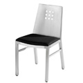 Aluminum Three by Three Side Chair with Upholstered Seat