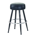 Button Bar Stool with Black Metal Frame and Chrome Foot Ring 3580 