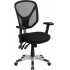 Mid-Back Black Mesh Swivel Task Chair with Triple Paddle Control and Height Adjustable Arms