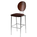 Oval Bar Stool with Upholstered Seat and Wood Back