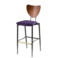 Triangle Bar Stool with Upholstered Seat and Wood Back