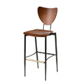Triangle Bar Stool with Wood Seat and Back