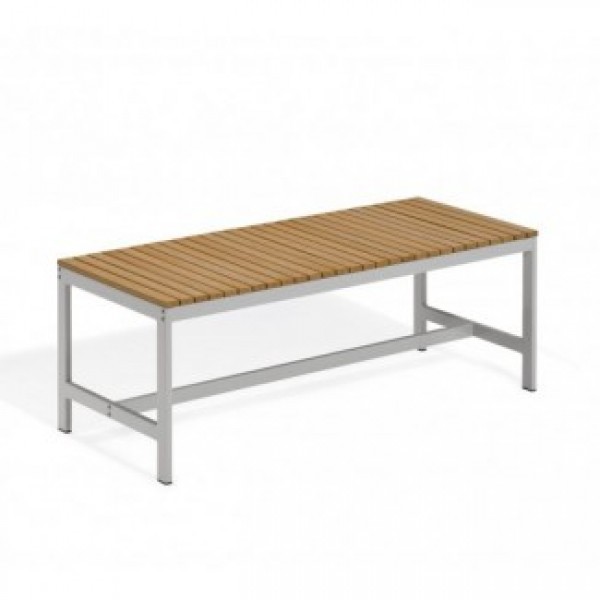 Commercial Outdoor Restaurant Bench Aluminum and Teak Composite Benches