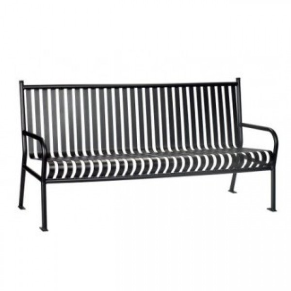 Commercial Restaurant Furniture Wrought Iron Benches and Trash Cans