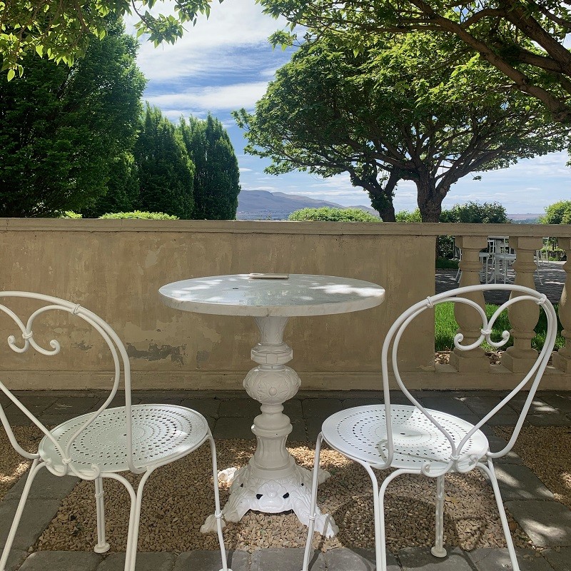 Our Parisienne Sidechairs and Alexandria Base is the perfect place to enjoy the beautiful view in Benton City, WA.